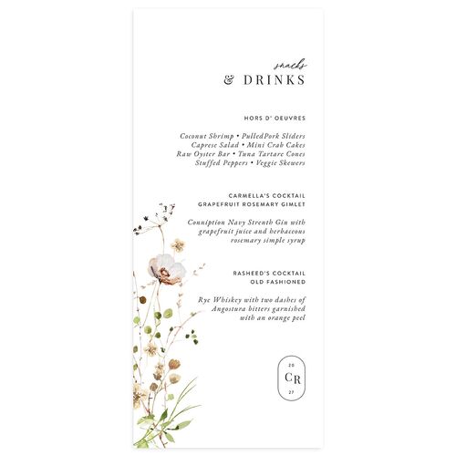 Delicate Wildflower Menus Tan Signature
