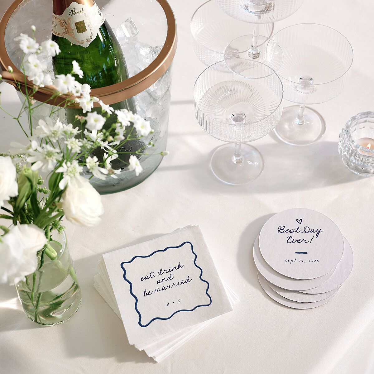 Dainty Bow Cocktail Napkins Navy Napkin Uncoined