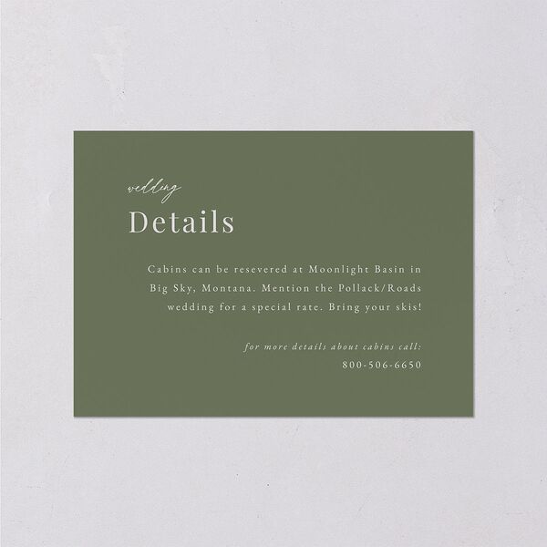 Snowy Mountainside Wedding Event Detail Cards Thyme Signature Standard