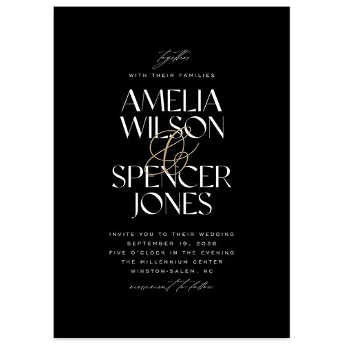 Together Wedding Invitations Gold Licorice Signature Blank No Standard