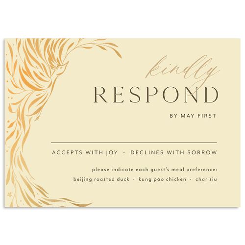 Chinese Phoenix Fenghuang Wedding Response Cards Almond Signature Standard