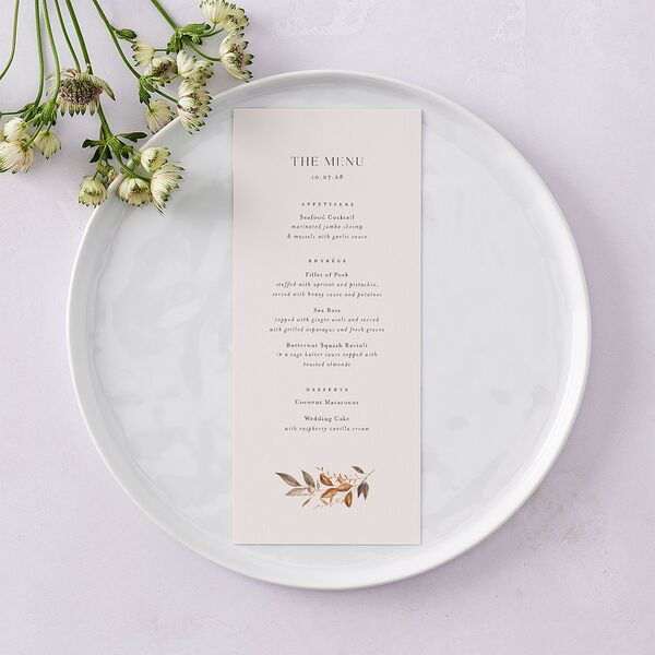 Leafy Rustic Monogram Menus Cotton Signature