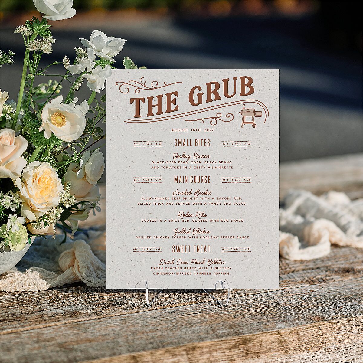 Western I Do BBQ Standard Menu Tabletop Sign Small Saddle Standard Indoor Foam Core S Tabletop Menu