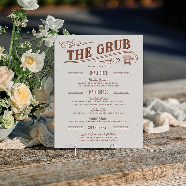 Western I Do BBQ Standard Menu Tabletop Sign Small Saddle Standard Indoor Foam Core S Tabletop Menu