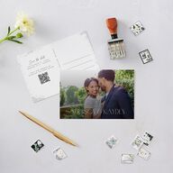 Metallic Edge Save the Date Postcards Pure White