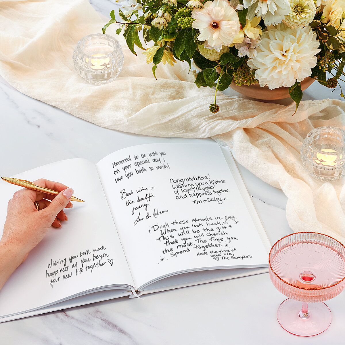 Luxury Floral Monogram Guest Books Cotton