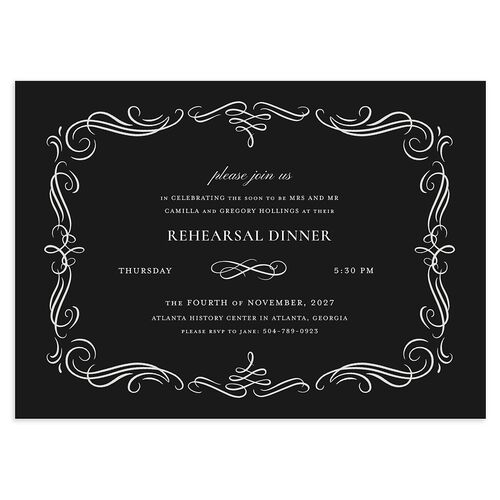 Antique Fairytale Rehearsal Dinner Invitations Charcoal Signature Blank Standard