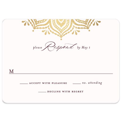 Gilded Adornment Wedding Response Cards Gold Burgundy Signature Rounded