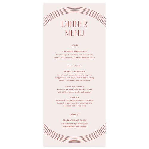 Chinese Lucky Circle Menus Soft Pink Signature