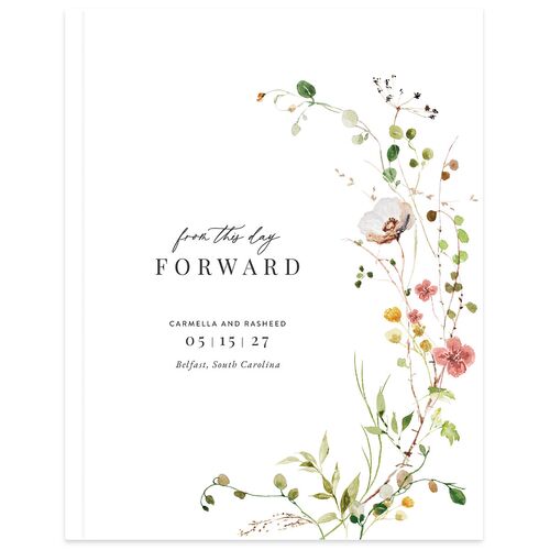 Delicate Wildflower Wedding Guest Book Peach Pink