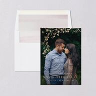 Cherry Blossoms Save The Date Cards Gold Soft Pink Signature smooth Blank No Standard