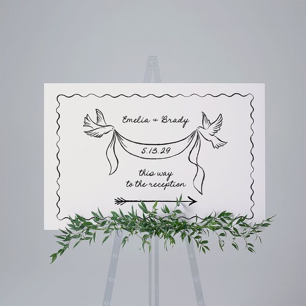 Vintage Lovebird Banner Standard Direction Sign Large Linen Standard Indoor Foam Core L Direction