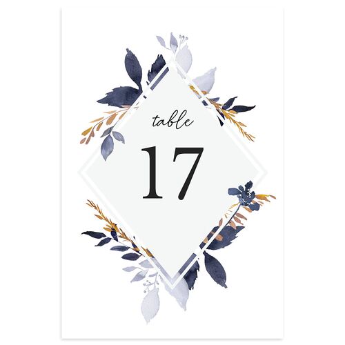 Leafy Frame Table Numbers Midnight Navy Signature