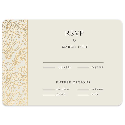 Ornate Regency Wedding Response Cards Gold Bisque Signature Rounded