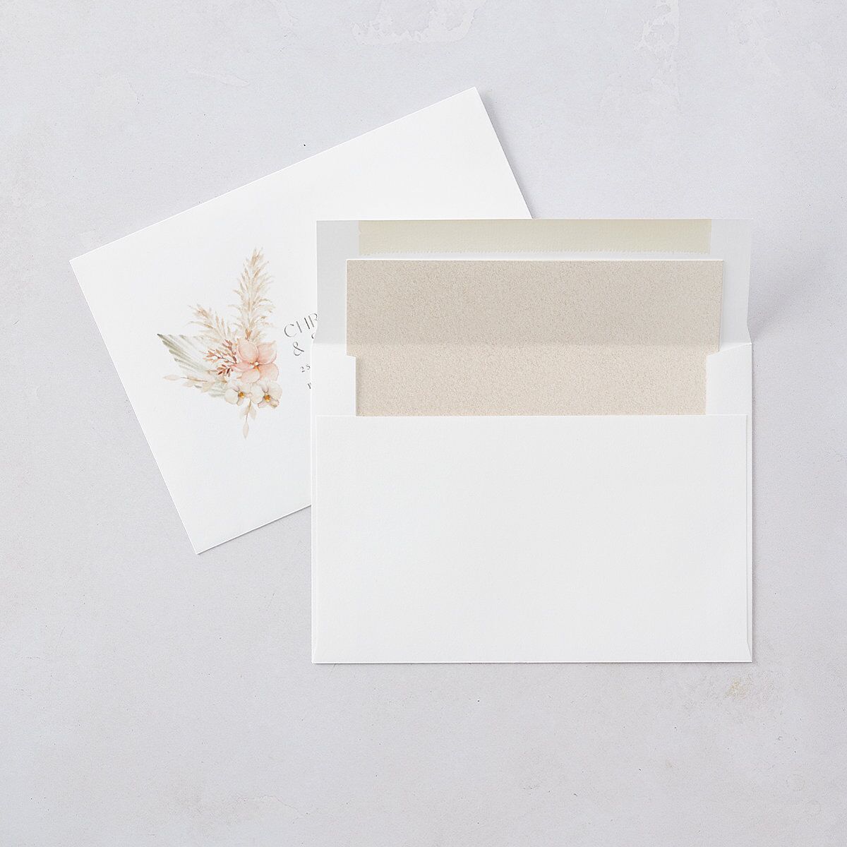 Pampas Floral Wedding Invitations Snow Signature Blank No Standard