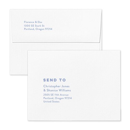 Wedding Playlist Save the Date Petite Card Envelopes Sea Blue White Both Recipient and Return Addresses Signature Standard