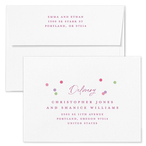Baby's First New Year Instant Film Confetti Holiday Card Envelopes White Mulberry Both Recipient and Return Addresses Standard Signature