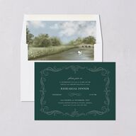 Antique Fairytale Rehearsal Dinner Invitations Dark Emerald Signature Blank Standard
