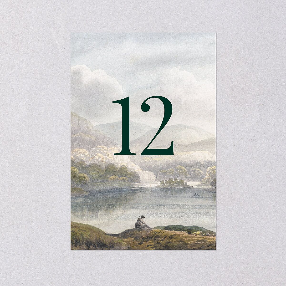 Vintage Landscape Table Numbers Dark Green Signature