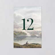 Vintage Landscape Table Numbers Dark Green Signature