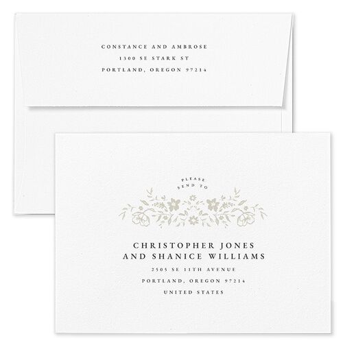 Luxury Wildflower Wedding Invitation Envelopes Pure White Rose Return Address Standard Signature