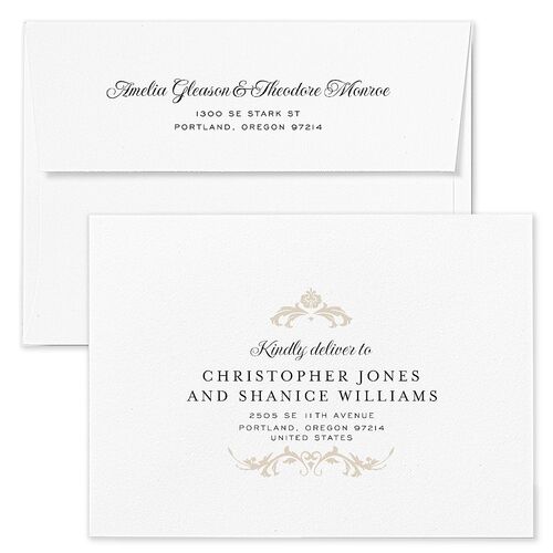 Romantic Vintage Luxury Wedding Invitation Envelopes Blue Pure White Return Address Standard Signature