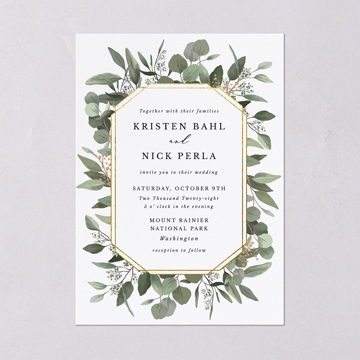 Eucalyptus Frame Wedding Invitations — view 2