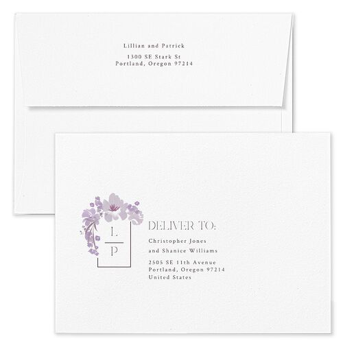 Blooming Frame Wedding Invitation Envelopes Terracotta Sheer Lilac Recipient Address Standard Signature