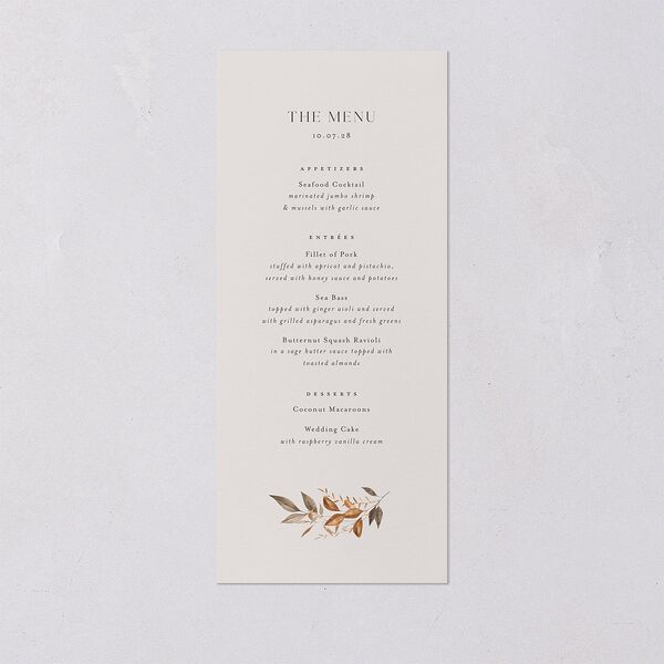 Leafy Rustic Monogram Menus Cotton Signature