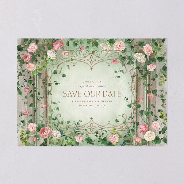Fairytale Garden Save the Date Cards Sage Signature smooth Blank No Standard