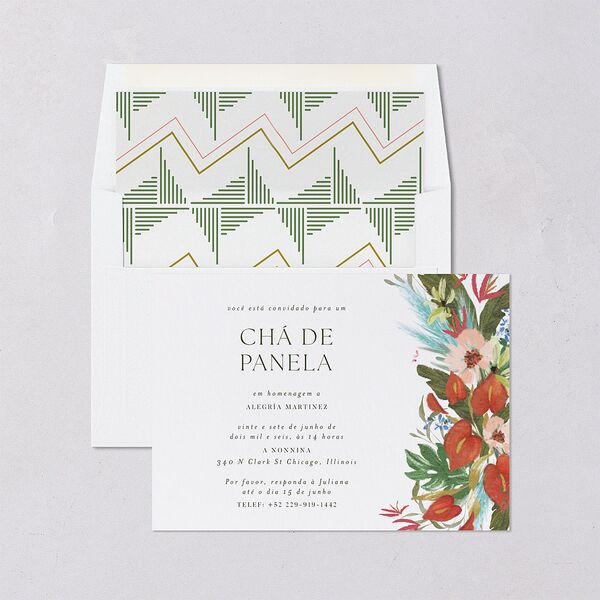 Flores Tropicais Bridal Shower Invitations Red Clay Signature Blank