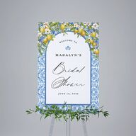 Romantic Italian Coastal Lemons Bridal Shower Standard Welcome Sign Large Sapphire Standard Indoor Foam Core L Welcome