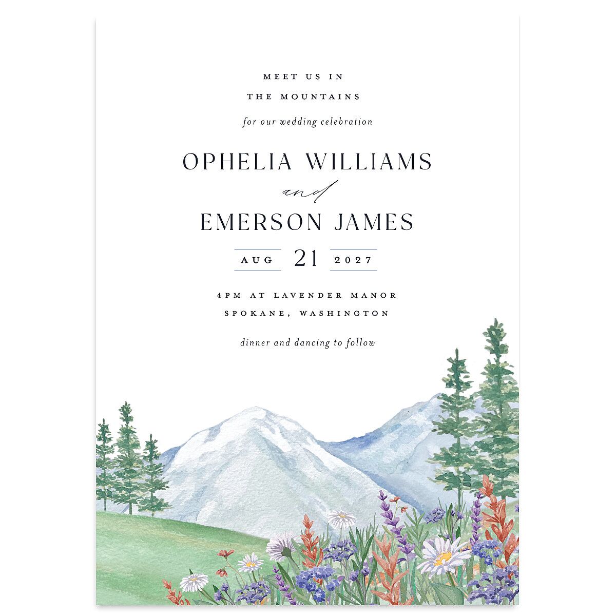 Mountain Wildflowers Wedding Invitations