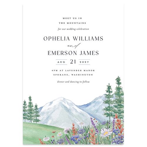 Mountain Wildflowers Wedding Invitations Dusty Blue Signature Blank No Standard