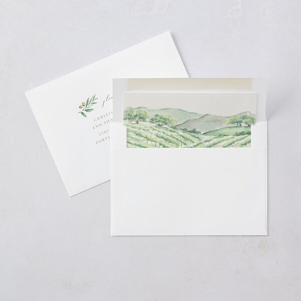 Painted Winery Save The Date Cards Green Apple Signature smooth Blank No Standard