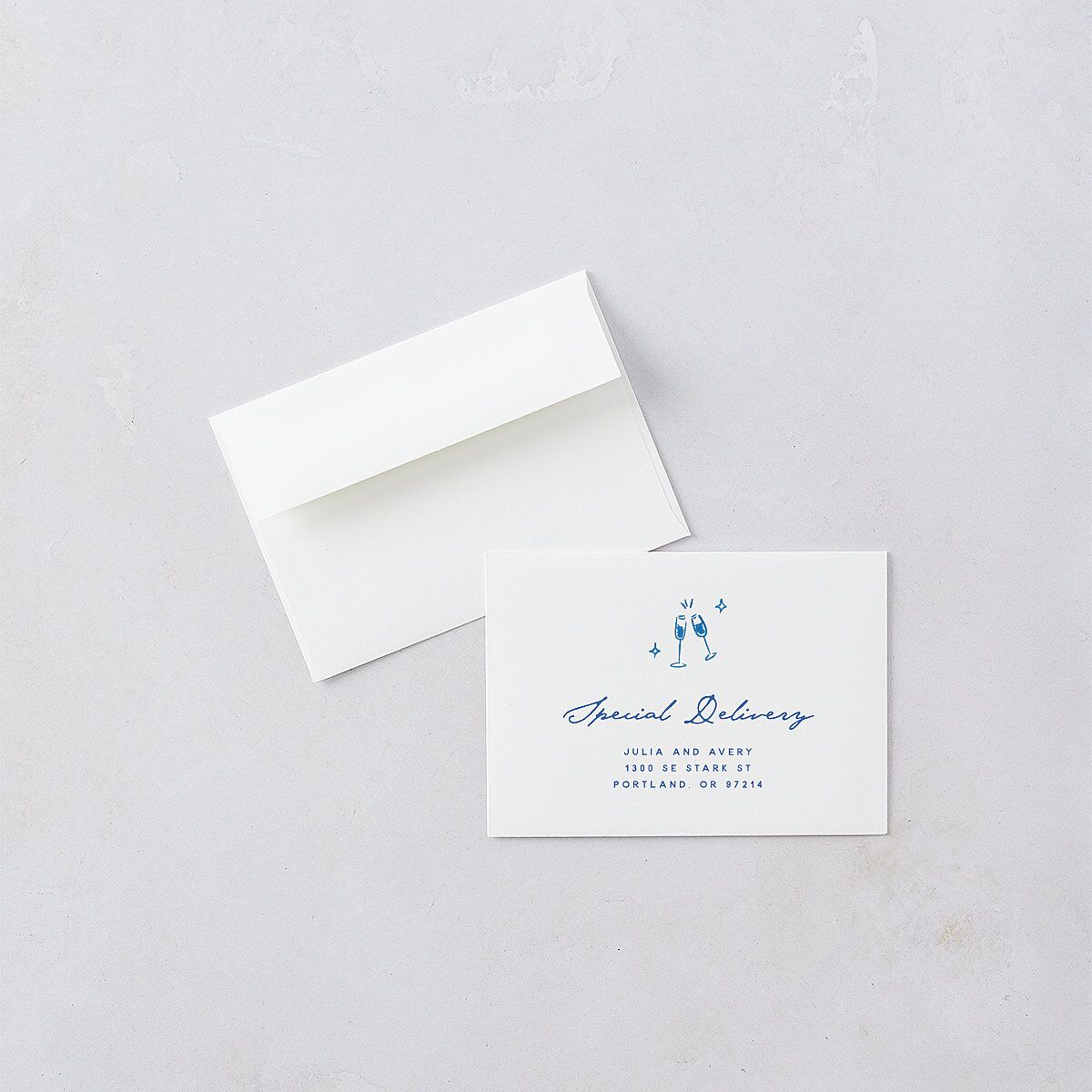 Hand Drawn Cake Wedding Response Cards French Blue Signature