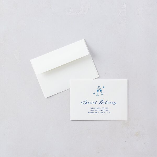 Hand Drawn Cake Wedding Response Cards French Blue Signature