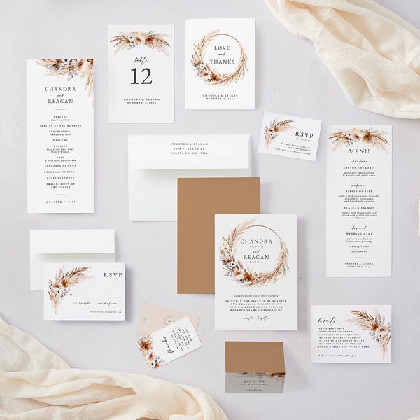 Bohemian Floral Hoop Wedding Response Cards Camel Signature Standard