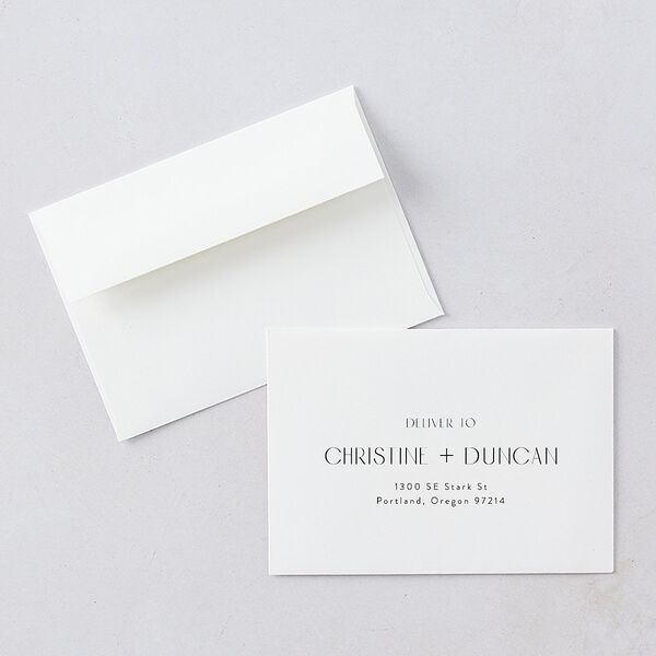 Shimmering Frame Wedding Response Card Standard Envelopes White Standard Licorice Return Address Signature