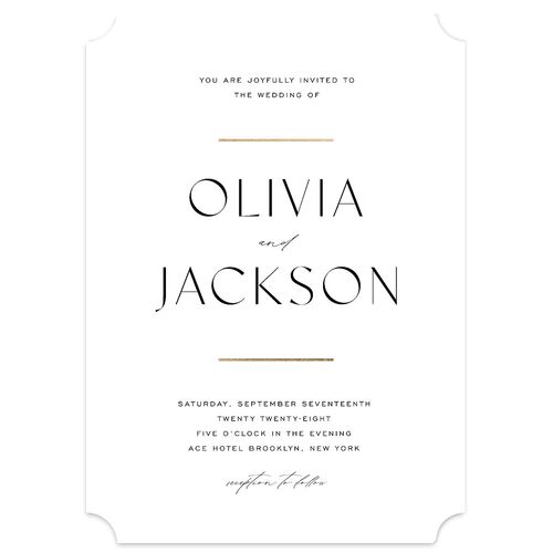 Just Us Foil Wedding Invitations Gold Pure White Signature Blank No Ticket