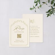 Antique Botanical Garland QR Code RSVP Cards Champagne Signature Standard