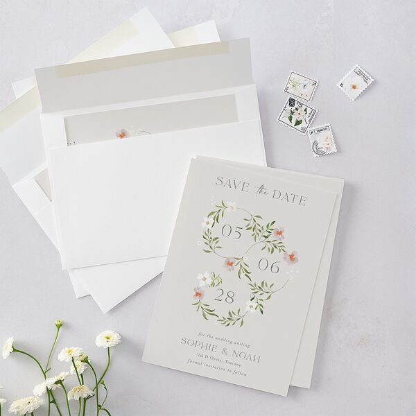 Wildflower Altar Save The Date Cards Mist Signature smooth Blank No