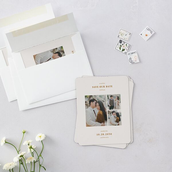 Elegant Minimalist Photo Save The Date Magnets Saddle Magnet Paper