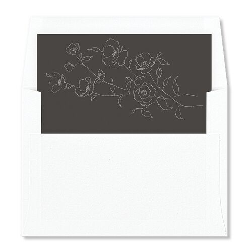 Floral Adornment Standard Envelope Liners Charcoal Standard