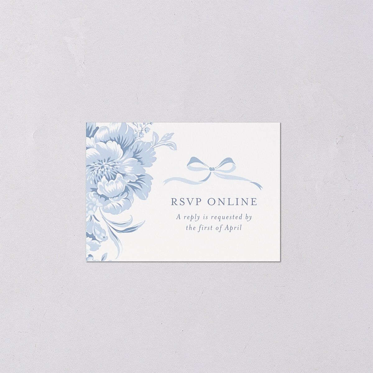 Vintage French Floral Toile QR Code RSVP Cards Dusty Blue Signature Standard