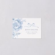 Vintage French Floral Toile QR Code RSVP Cards Dusty Blue Signature Standard