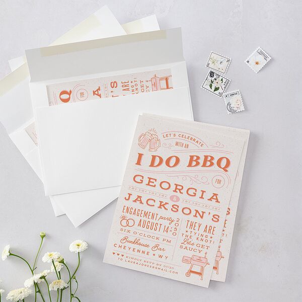 Western I Do BBQ Engagement Party Invitations Soft Peach Signature Blank Standard