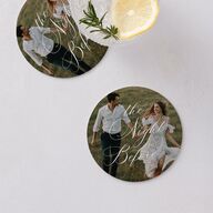 The Night Before Pinstripe Calligraphy Wedding Day Coasters Linen Cardboard Circle