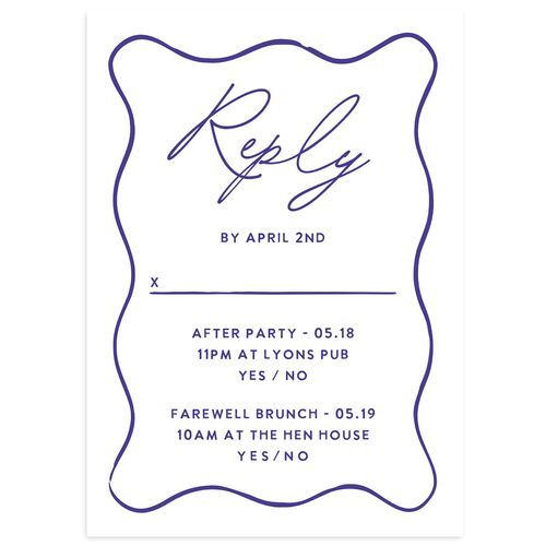 Hand Drawn Wavy Border Wedding Response Cards Sapphire Signature Standard