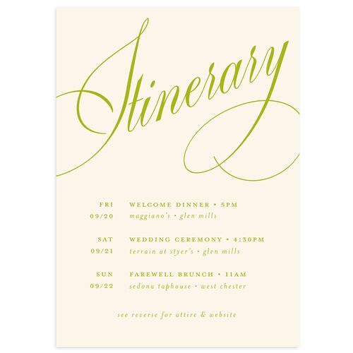 Modern Wedding Of Calligraphy Wedding Enclosure Cards Chartreuse Signature Standard